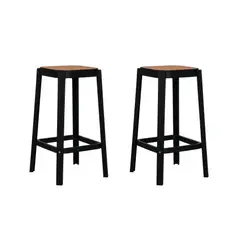 PLOS - Silla Piso Bar Taburete Pack x2 Altura 65 Cm Aliano Negro