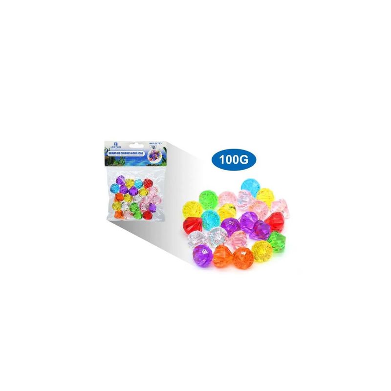 GENERICO - GEMAS DE COLORES ACRÍLICAS DECORATIVAS 100G