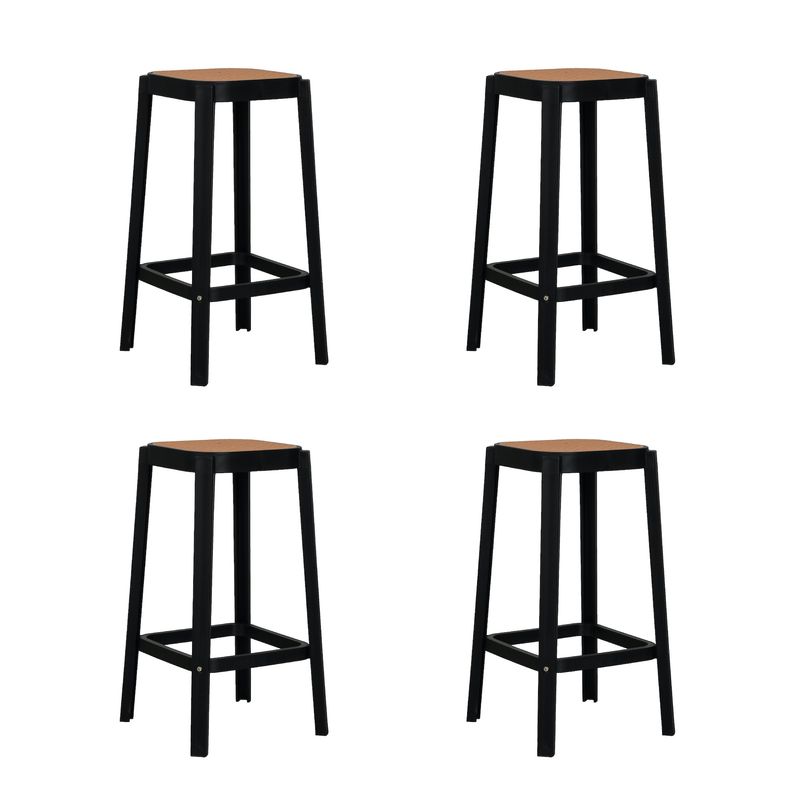 PLOS - Silla Piso Bar Taburete Pack x4 Altura 65 Cm Aliano Plos Negro