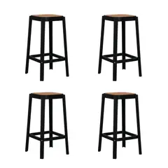 PLOS - Silla Piso Bar Taburete Pack x4 Altura 65 Cm Aliano Negro