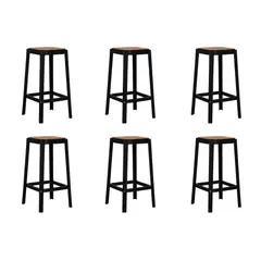 PLOS - Silla Piso Bar Taburete Pack x6 Altura 65 Cm Aliano Negro