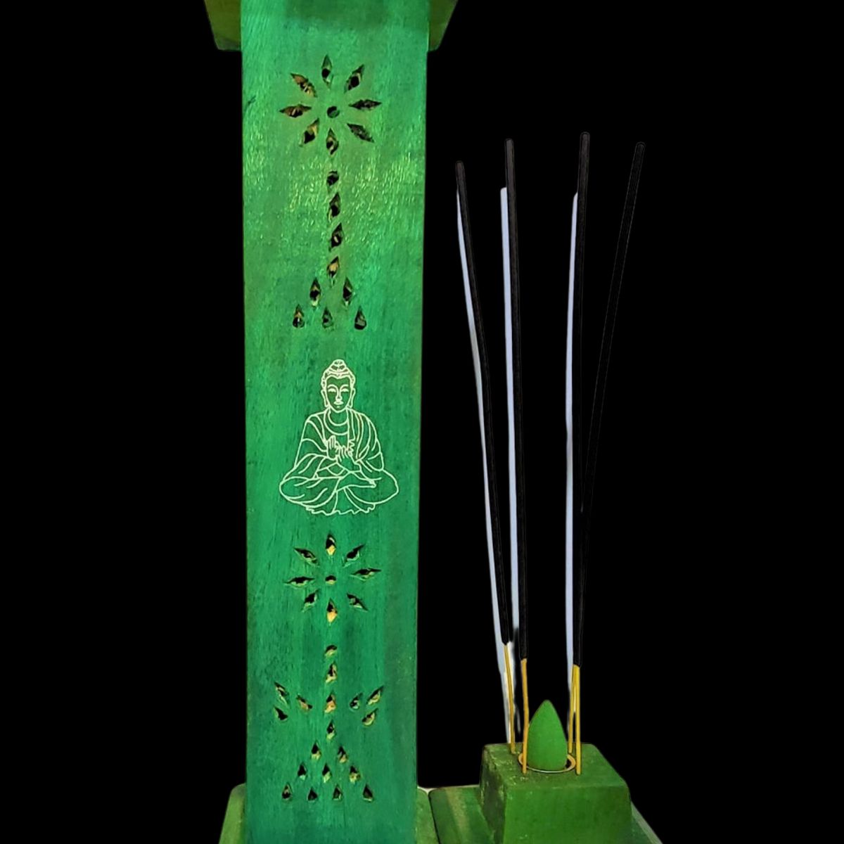 LA CASA DE LOS AROMAS - Torre porta incienso Verde + incienso HEM