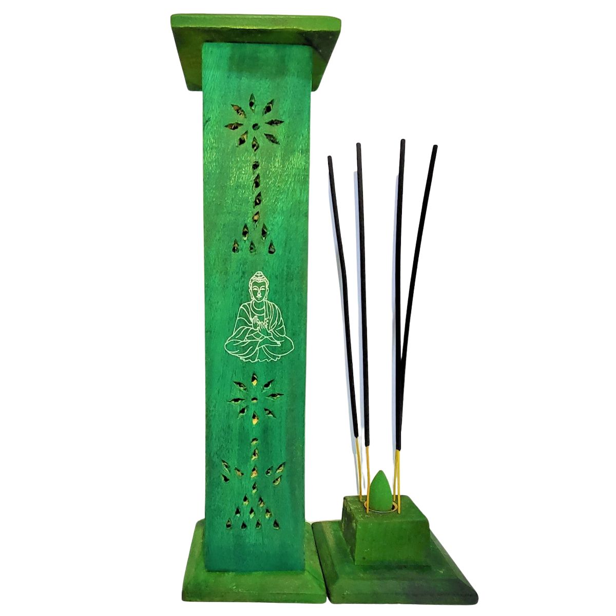 LA CASA DE LOS AROMAS - Torre porta incienso Verde + incienso HEM