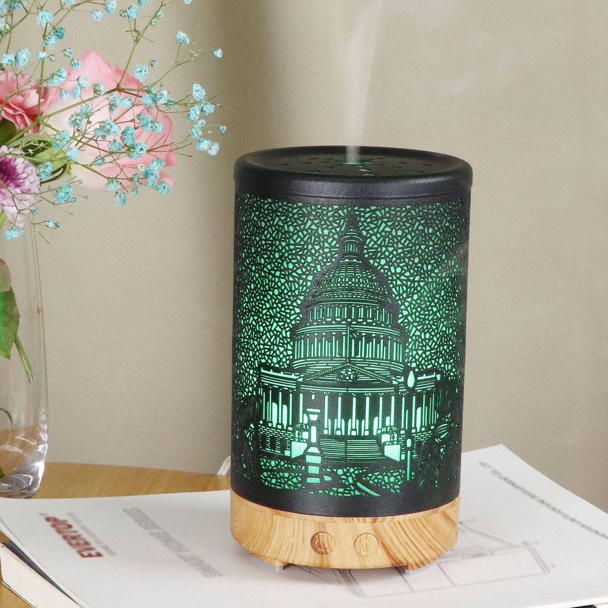 LA CASA DE LOS AROMAS - Humidificador Difusor Metálico New York Control Remoto