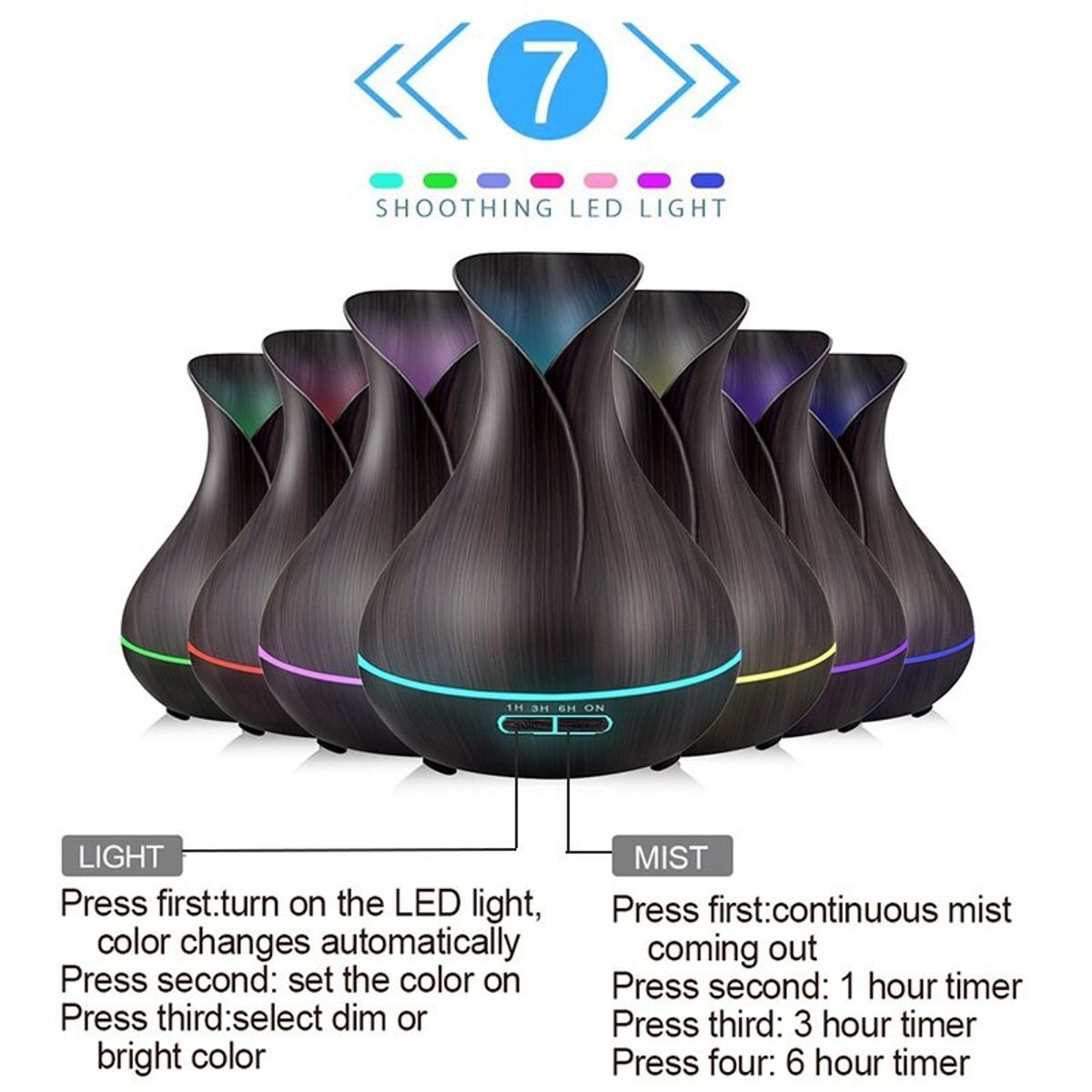 LA CASA DE LOS AROMAS - Humidificador Caoba 550ml Control Remoto Caoba