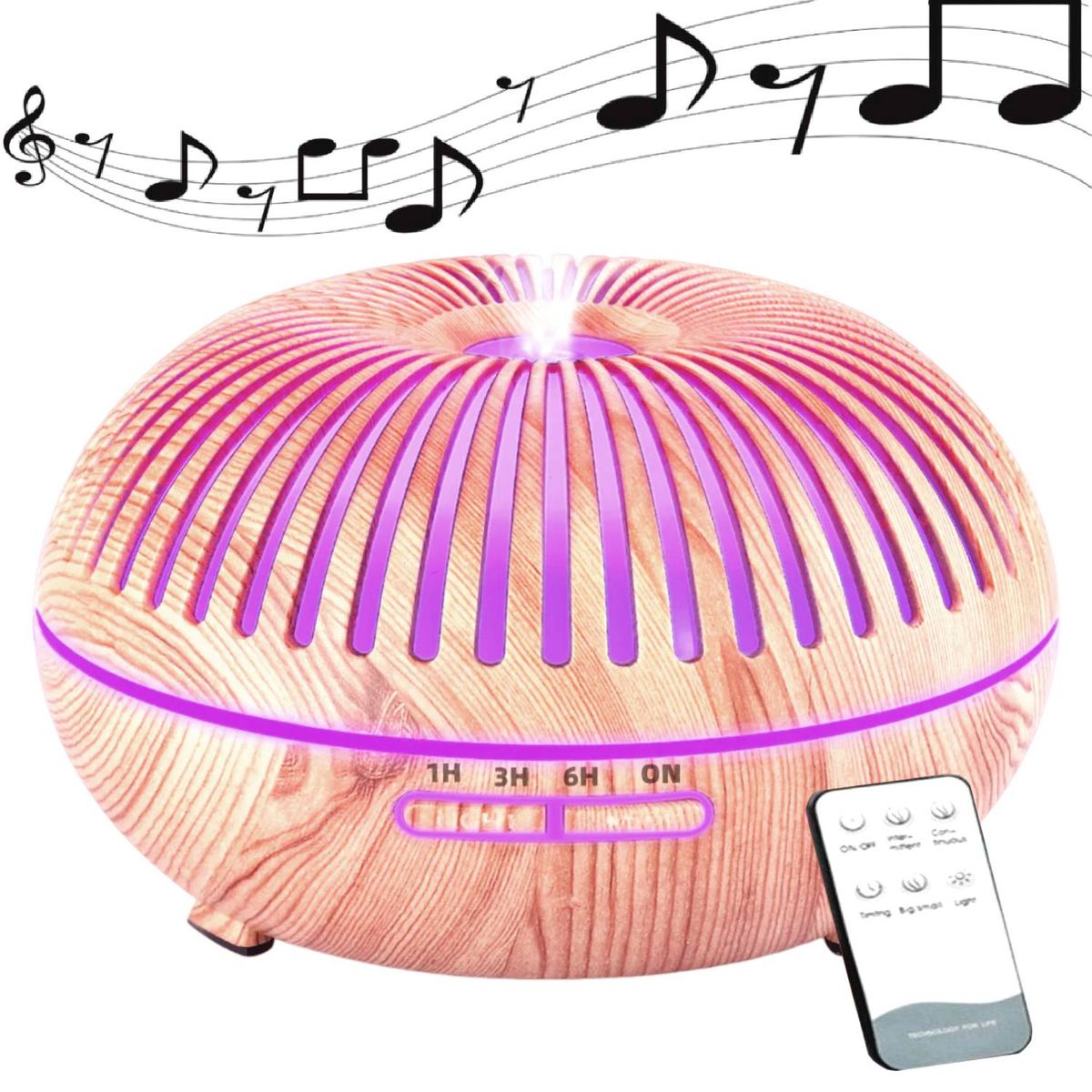 LA CASA DE LOS AROMAS - Humidificador Difusor Parlante Bluetooth y Control 300ml