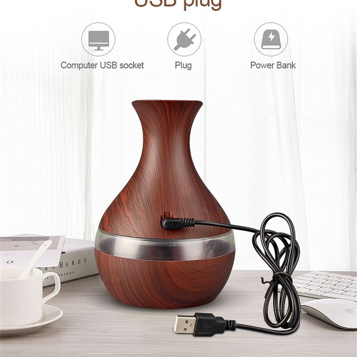 LA CASA DE LOS AROMAS - Humidificador Usb 7 Luces Led 300ml Florero