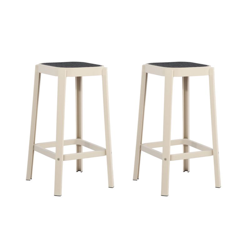 PLOS - Silla Piso Bar Taburete Pack x2 Altura 65 Cm Aliano Plos Blanco y Gris