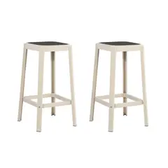 PLOS - Silla Piso Bar Taburete Pack x2 Altura 65 Cm Aliano Blanco