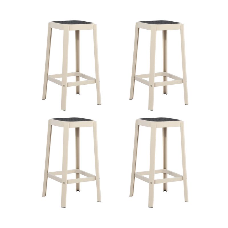 PLOS - Silla Piso Bar Taburete Pack X4 Altura 65 Cm Aliano Plos Blanco y Gris