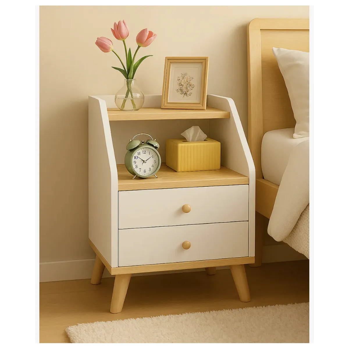 HOMER DESIGN - Velador 2 Niveles Con Cajones Homer Design 40*30*53