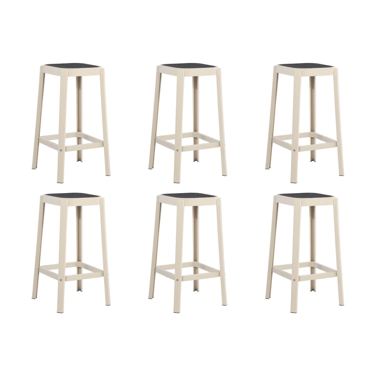 PLOS - Silla Piso Bar Taburete Pack X6 Altura 65 Cm Aliano Plos Blanco