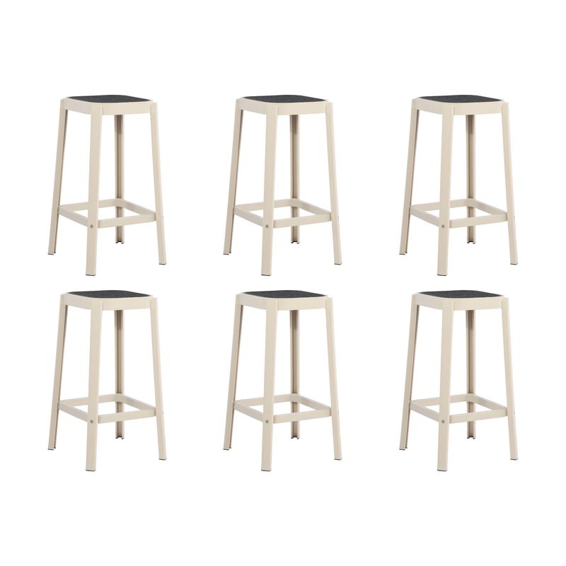 PLOS - Silla Piso Bar Taburete Pack X6 Altura 65 Cm Aliano Plos Blanco y Gris