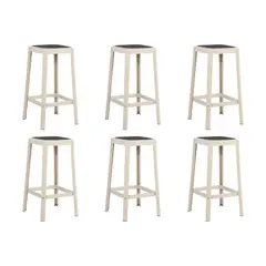 PLOS - Silla Piso Bar Taburete Pack X6 Altura 65 Cm Aliano Blanco