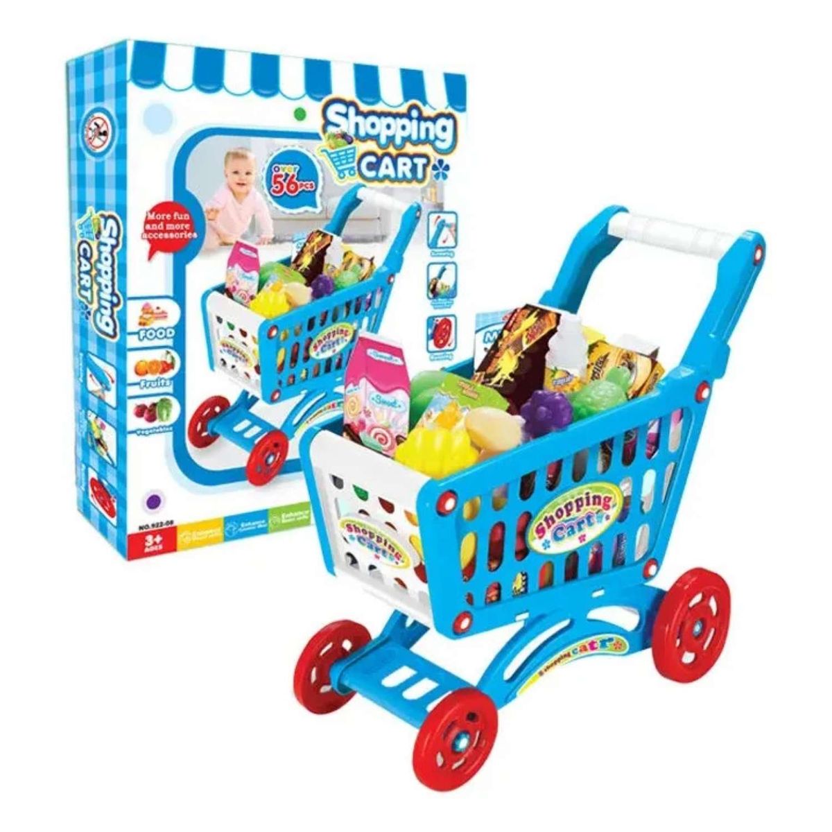 GENERICO - Carrito Supermercado Compras Juguete Niños Celeste
