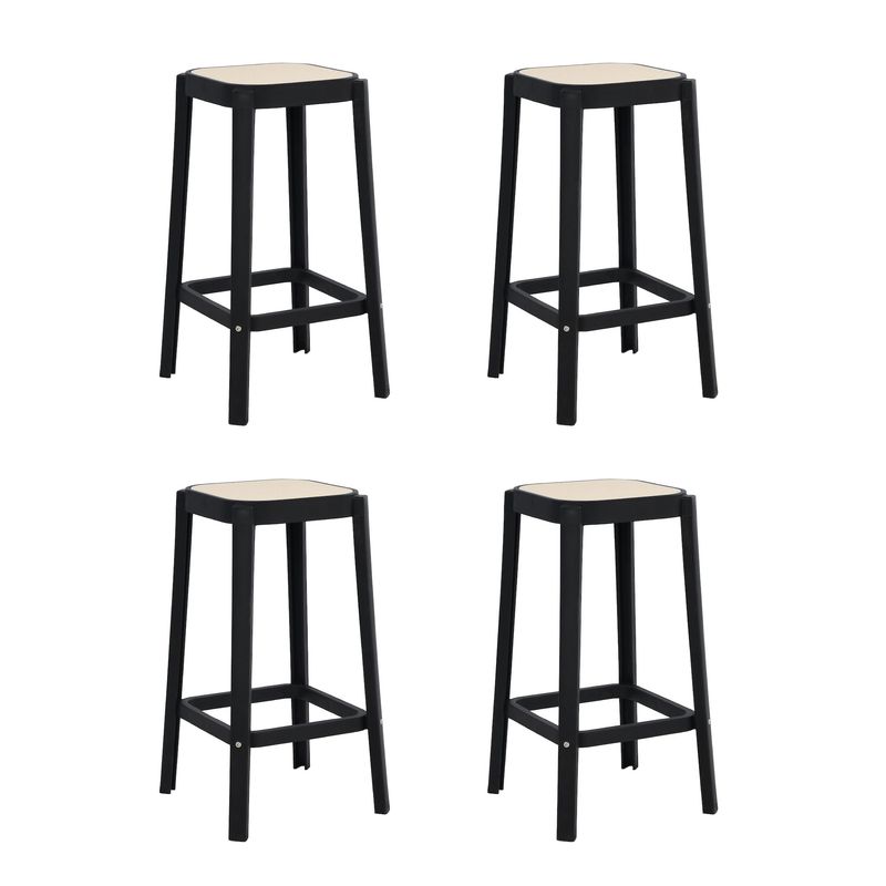 PLOS - Silla Piso Bar Taburete Pack x4 Altura 65 Cm Aliano Plos Negro y Blanco