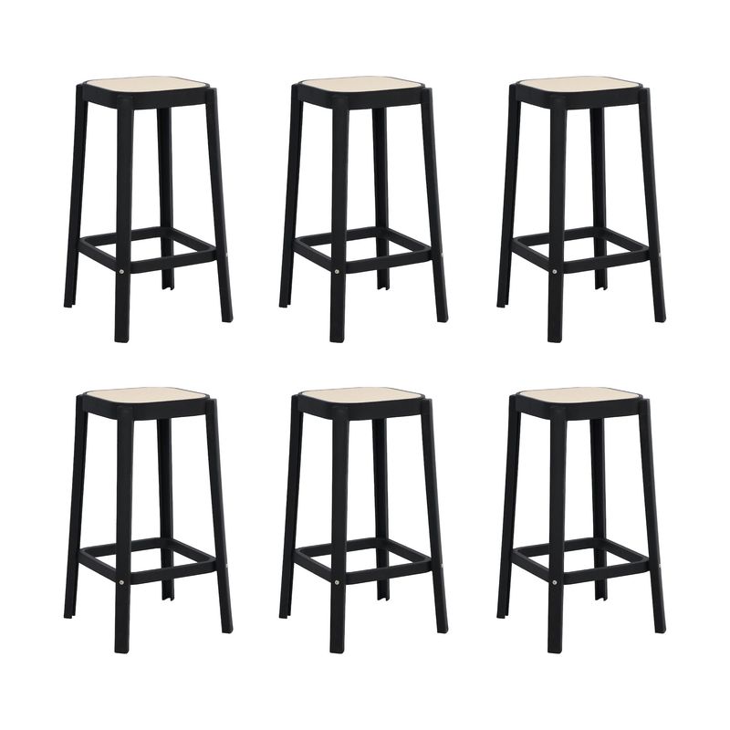 PLOS - Silla Piso Bar Taburete Pack x6 Altura 65 Cm Aliano Plos Negro y Blanco