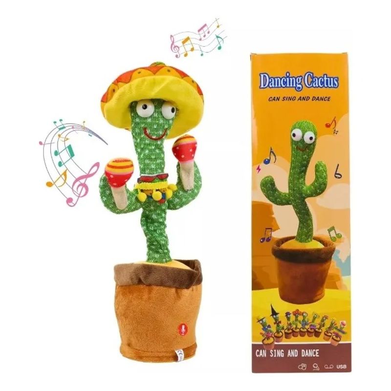 GENERICO - Cactus Bailarín 34 Cms Musical Juguete Repetidor Voz + Luz