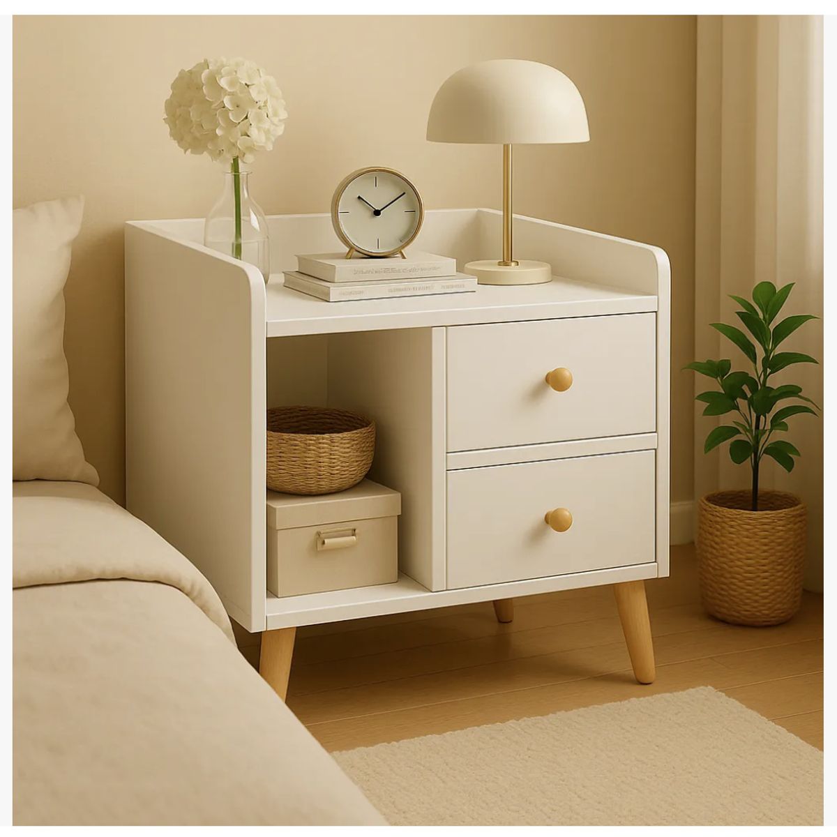 HOMER DESIGN - Velador Homer Design Ct029 Melamina 48x47x40 Cm 2 Cajones