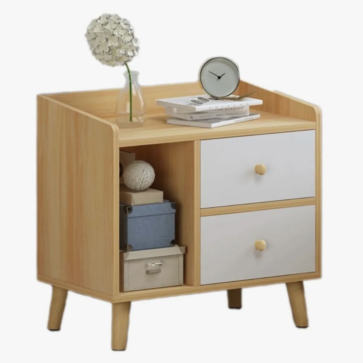 HOMER DESIGN - Velador Homer Design Ct029 Melamina 48x47x40 Cm 2 Cajones