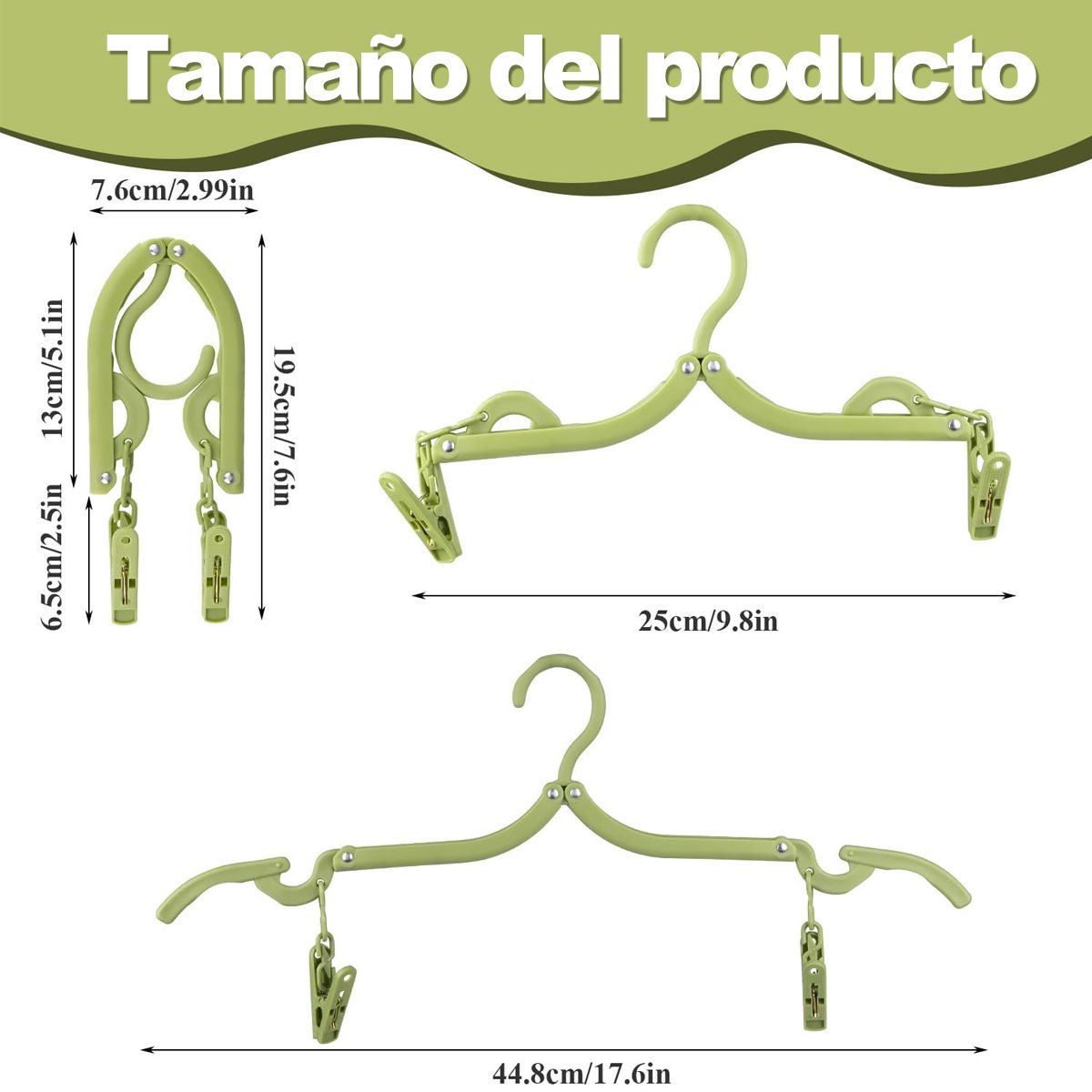 EDWINAYY - Pack 10 Colgadores Ganchos De Ropa Ajustable Antideslizantes