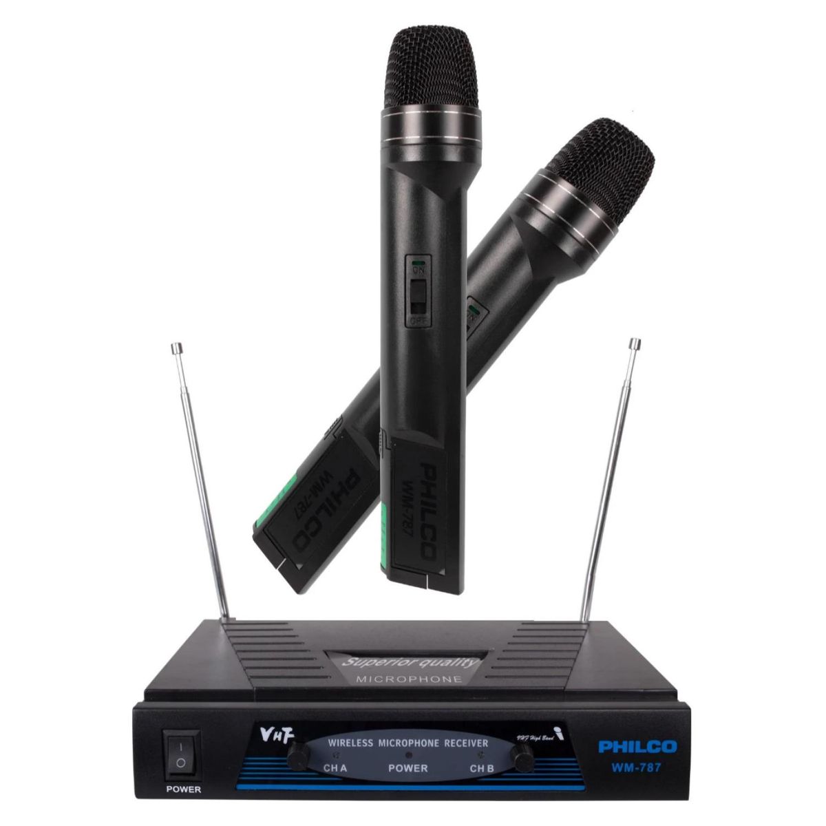PHILCO - Pack 2 Microfonos Inalambricos 2 Calanes VHF WM787