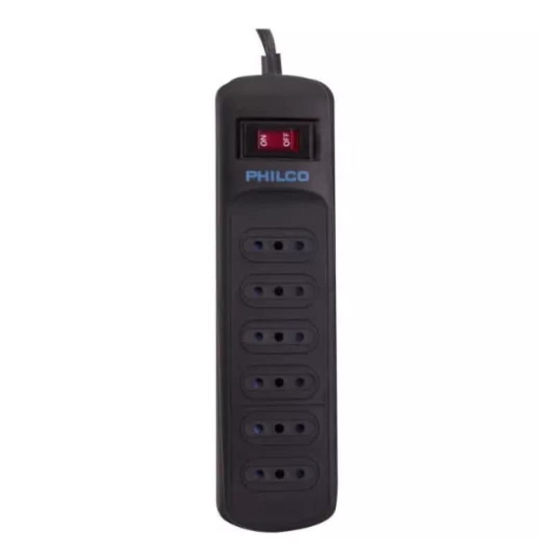PHILCO - Alargador Extension 6 Entradas Con Switch 918J Negro Philco