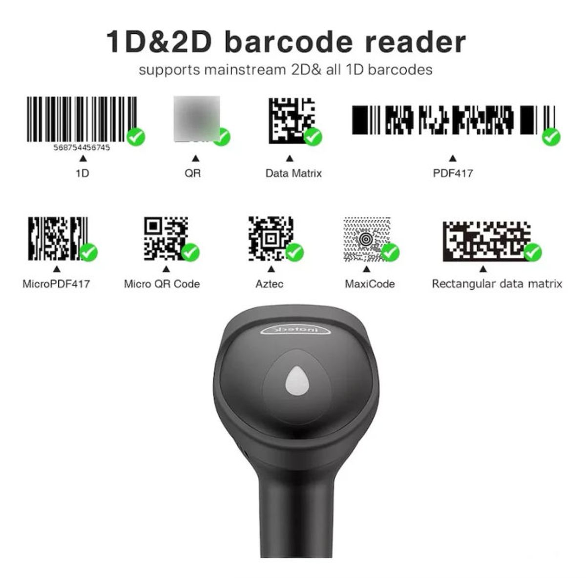 UTEK - Lector Codigo de Barras 2D QR Bluetooth UT-BSCBT8