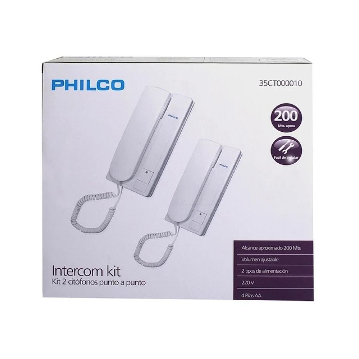 PHILCO - Pack 2 Citofonos Intercomunicadores 200Mts Blanco Philco