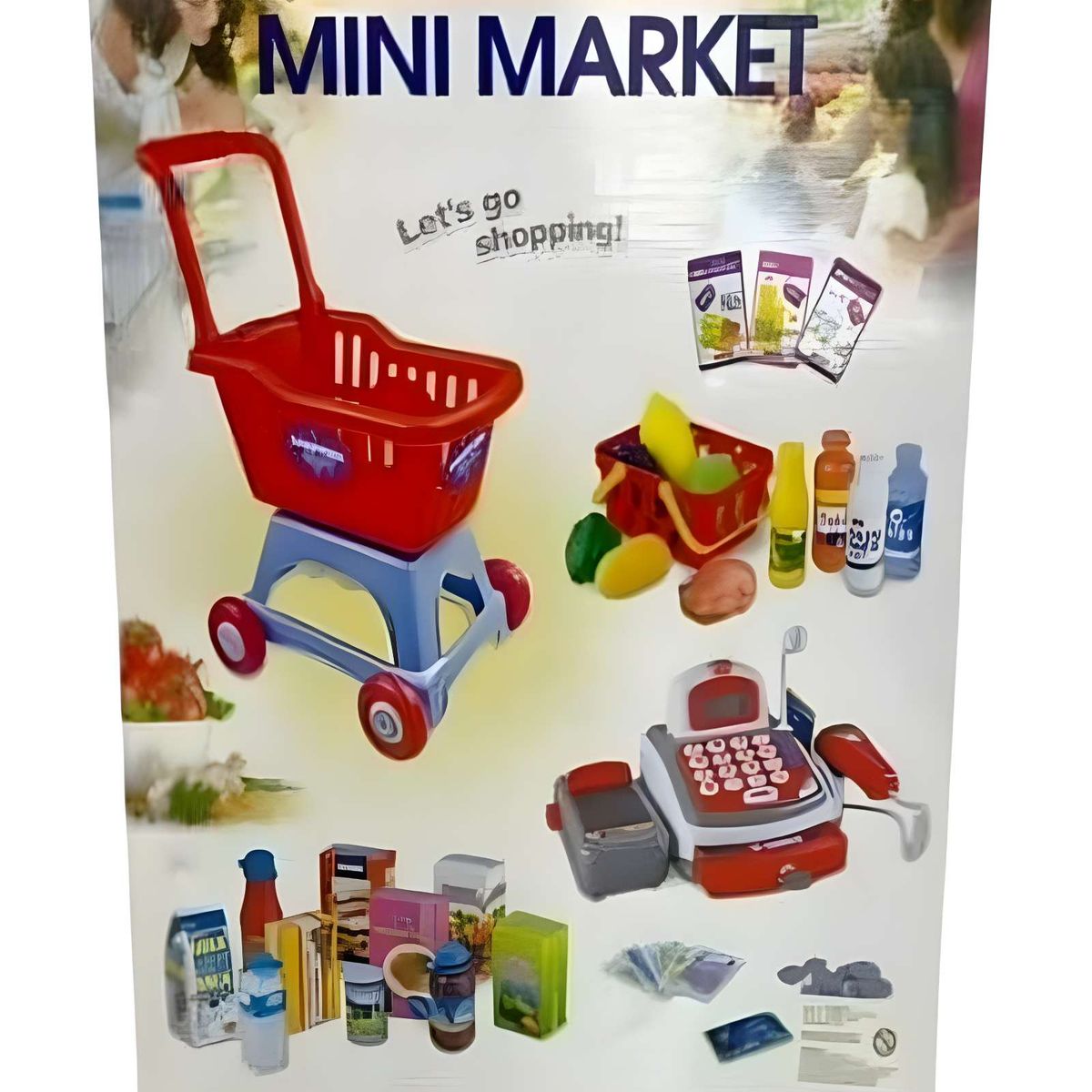 GENERICO - JUEGO DE CAJA REGISTRADORA Y CARRO DE SUPERMERCADO GRANDE
