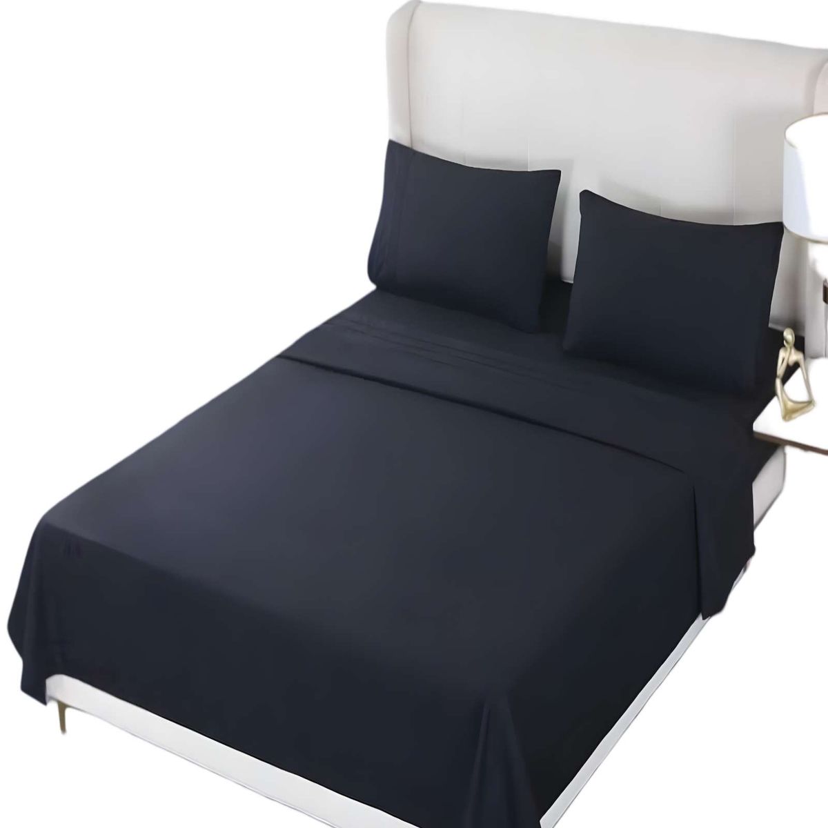 GENERICO - JUEGO DE SABANAS PLAZA Y MEDIA NEGRO