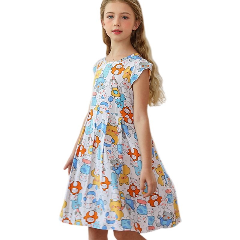 EDWINAYY - Vestido Niña Print Falda Conjunto De Moda Verano Multicolor