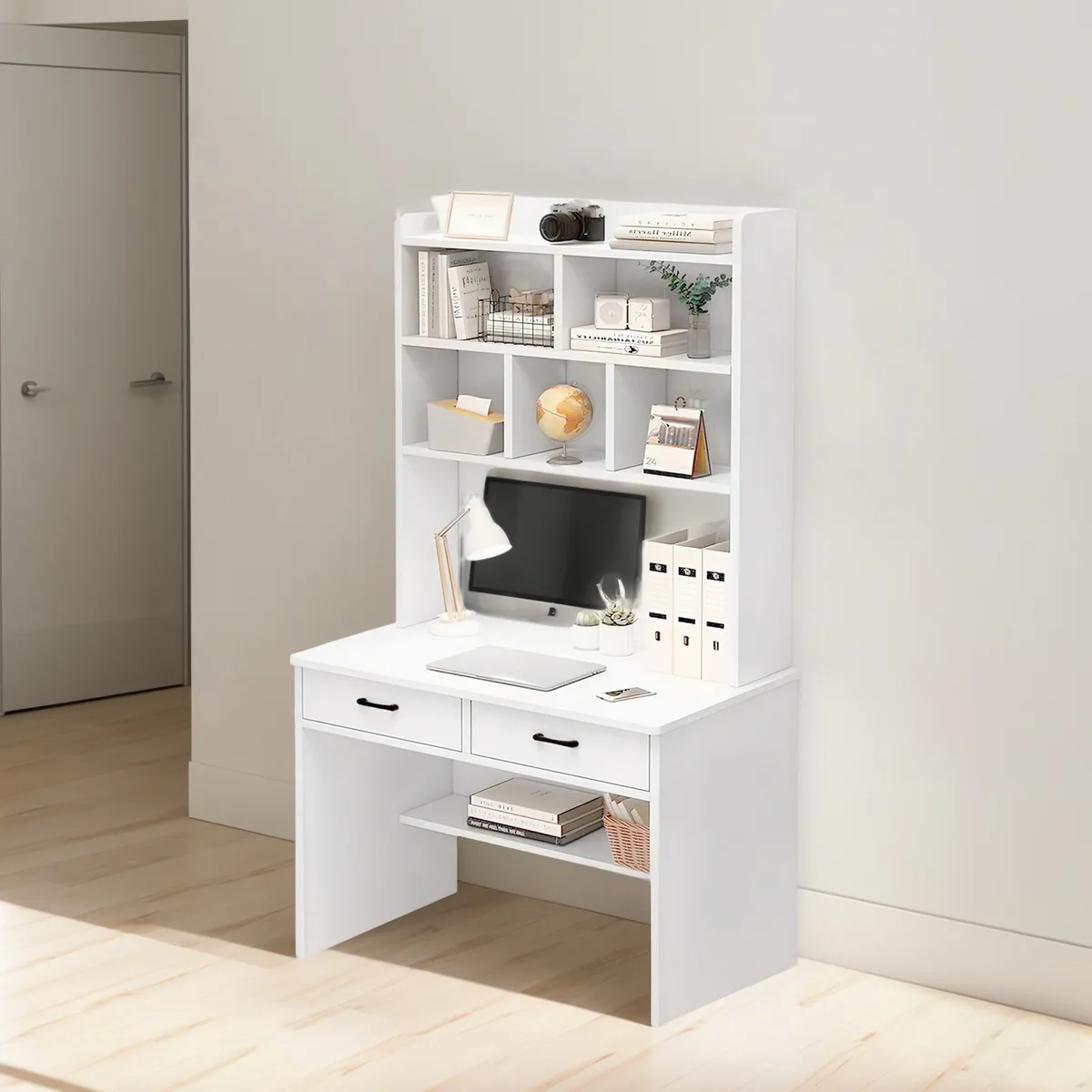 ANYHOGAR - Escritorio Con Estanteria Biblioteca 80180 Cm Cajón Oficina