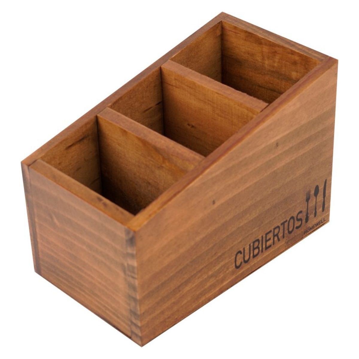 HOMEWELL - Porta Cubiertos De Madera 17X10X12Cm