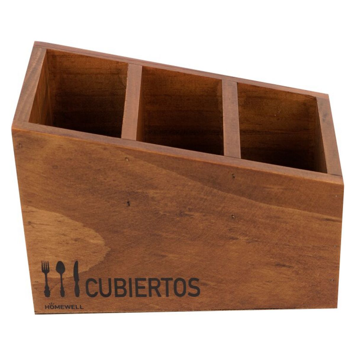 HOMEWELL - Porta Cubiertos De Madera 17X10X12Cm