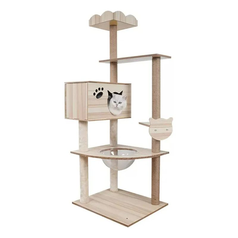 GENERICO - Rascador Gatos Tipo Torre 158 Cm Madera Casa Mascotas Hogar