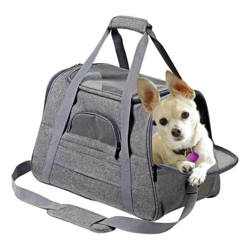 GENERICO - Bolso Transportador Mascota Avion Viajes 43x25x28 Cm Malla
