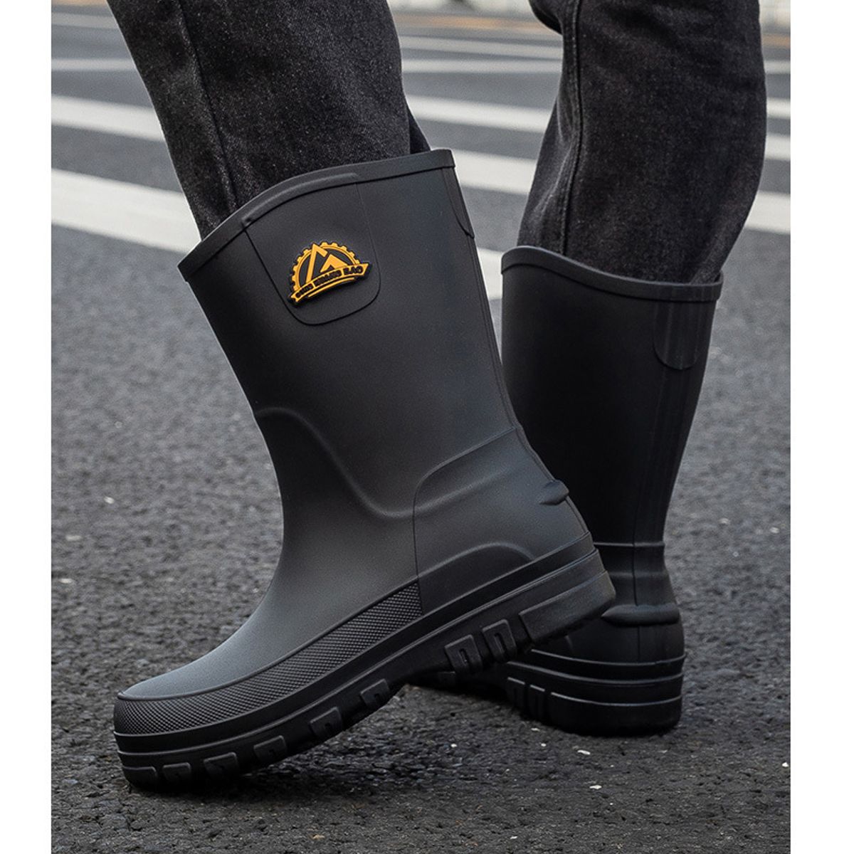 TIOZONEY - Botas de Agua Hombre-Negro