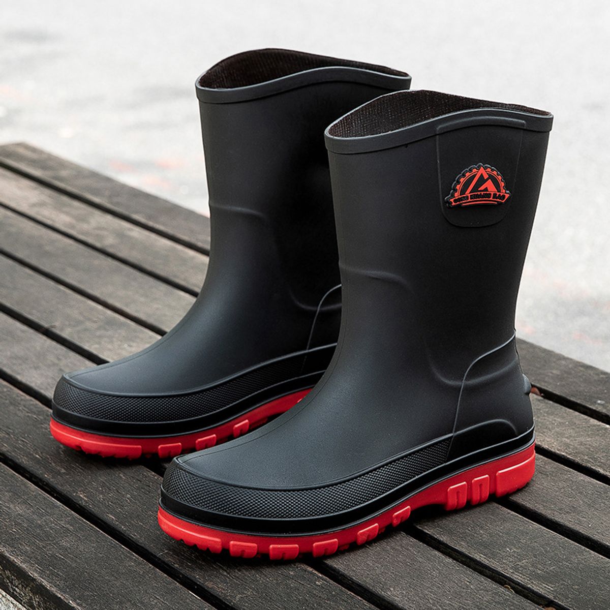 TIOZONEY - Botas de Agua Hombre-Rojo