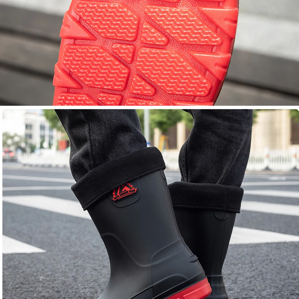 TIOZONEY - Botas de Agua Hombre-Rojo