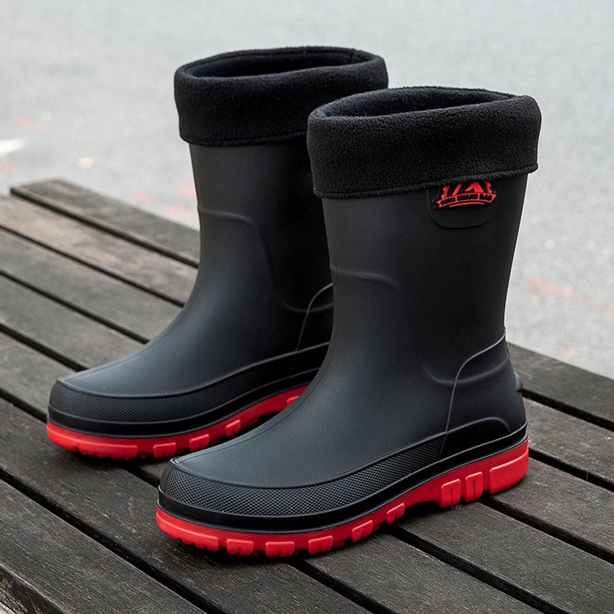 TIOZONEY - Botas de Agua Hombre-Rojo