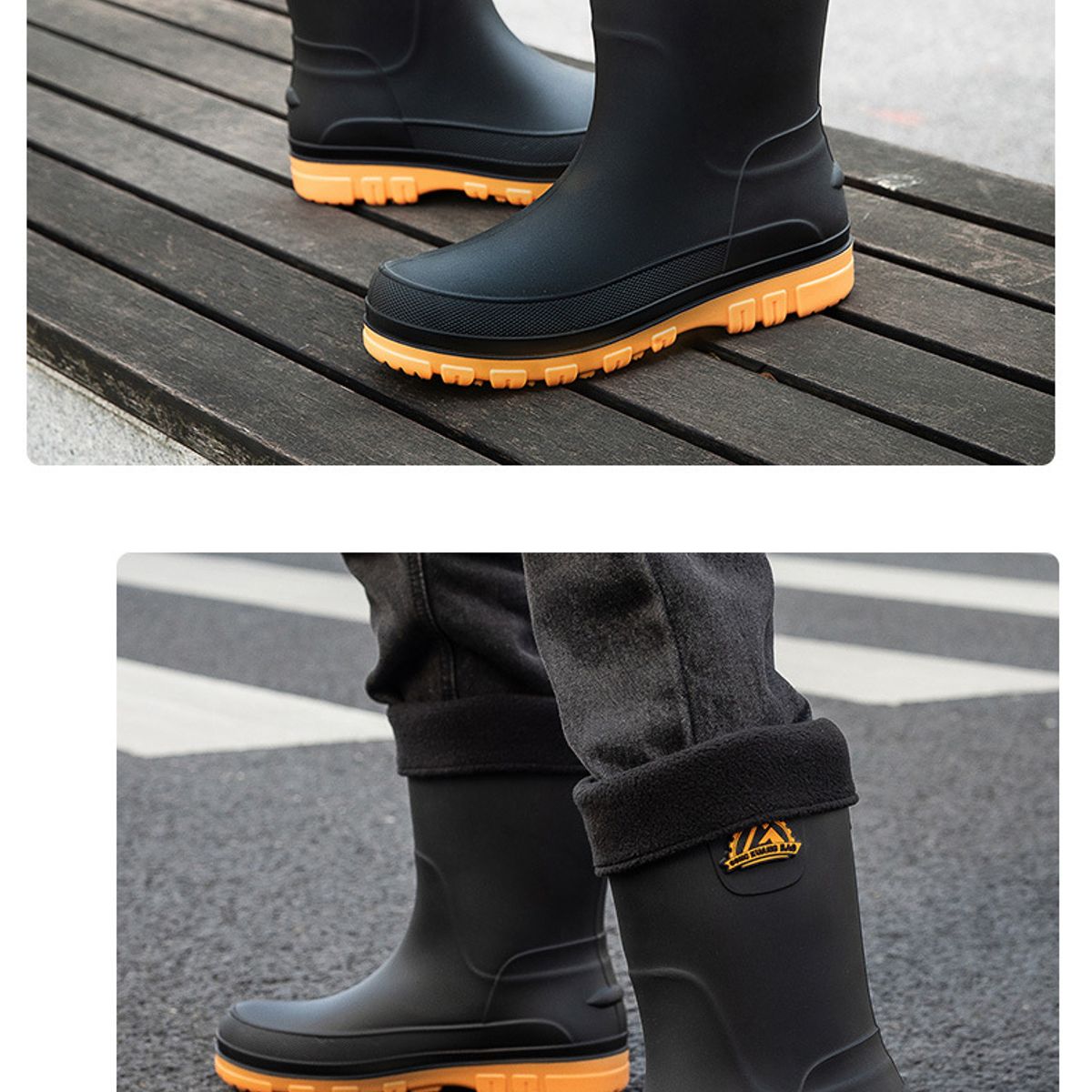 TIOZONEY - Botas de Agua Hombre-Amarillo