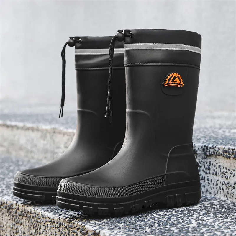 TIOZONEY Botas de Agua Hombre-Negro