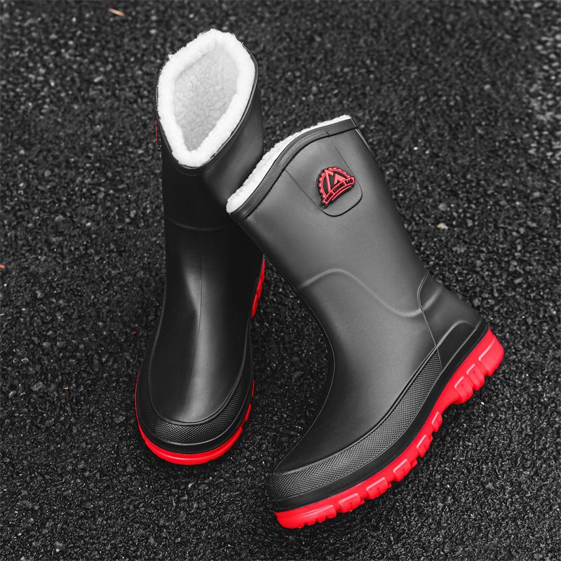 TIOZONEY - Botas de Agua Hombre-Rojo
