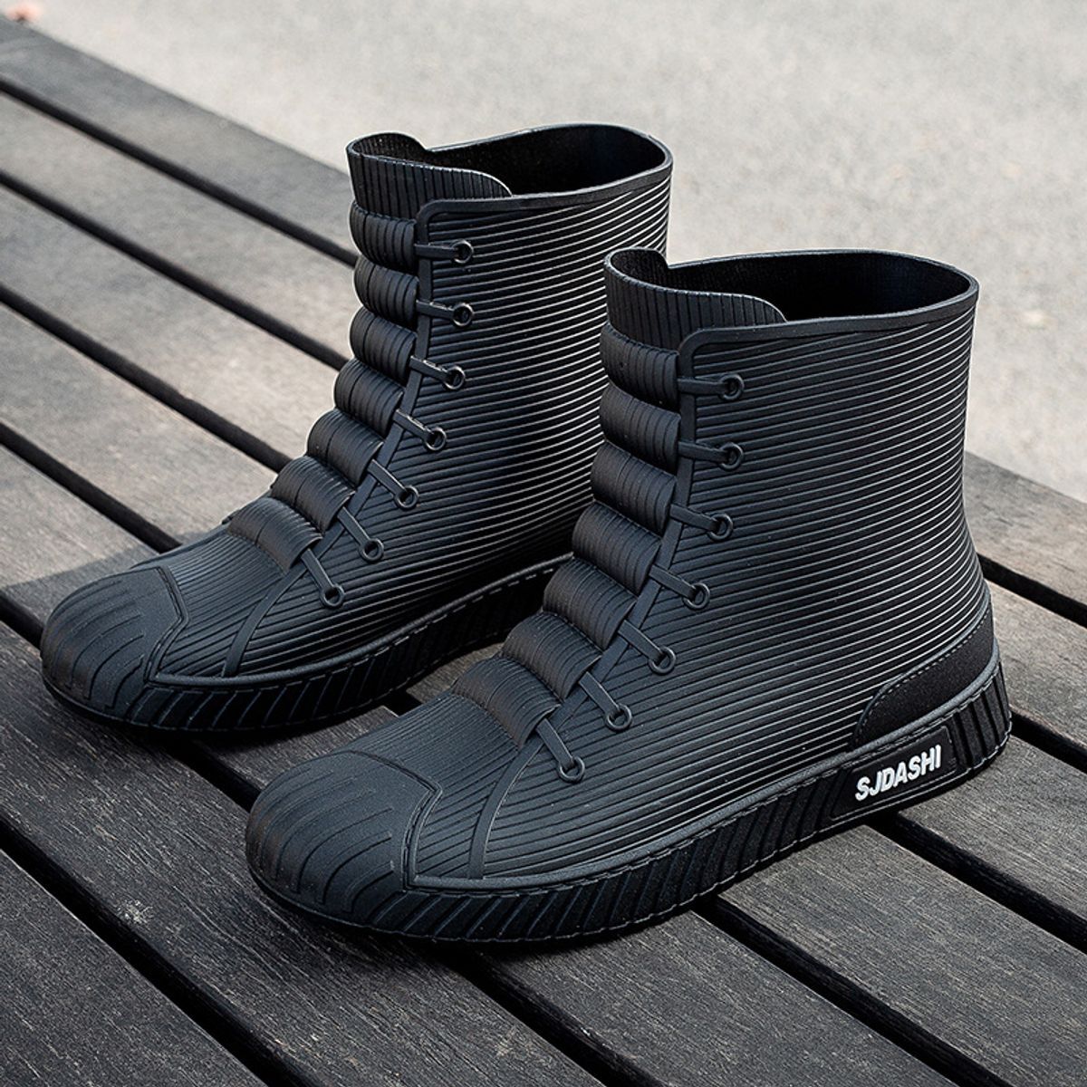 TIOZONEY - Botas de Agua Hombre-Negro