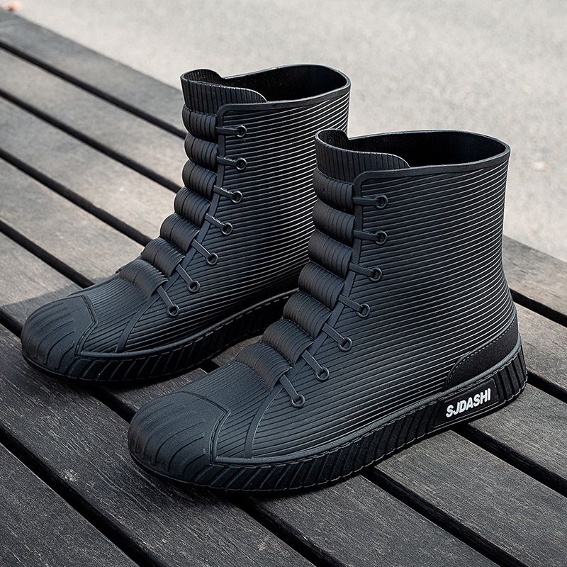 TIOZONEY - Botas de Agua Hombre-Negro