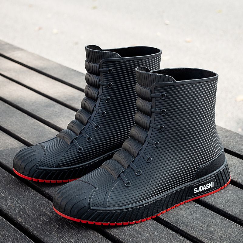 TIOZONEY - Botas de Agua Hombre-Rojo