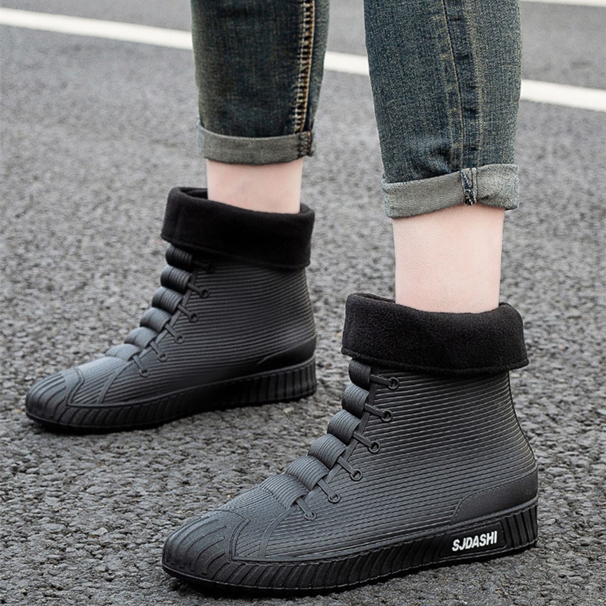 TIOZONEY - Botas de Agua Hombre-Negro