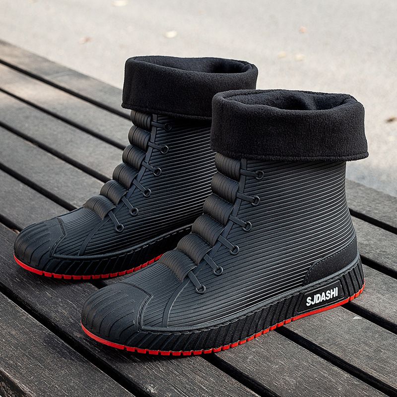 TIOZONEY - Botas de Agua Hombre-Rojo