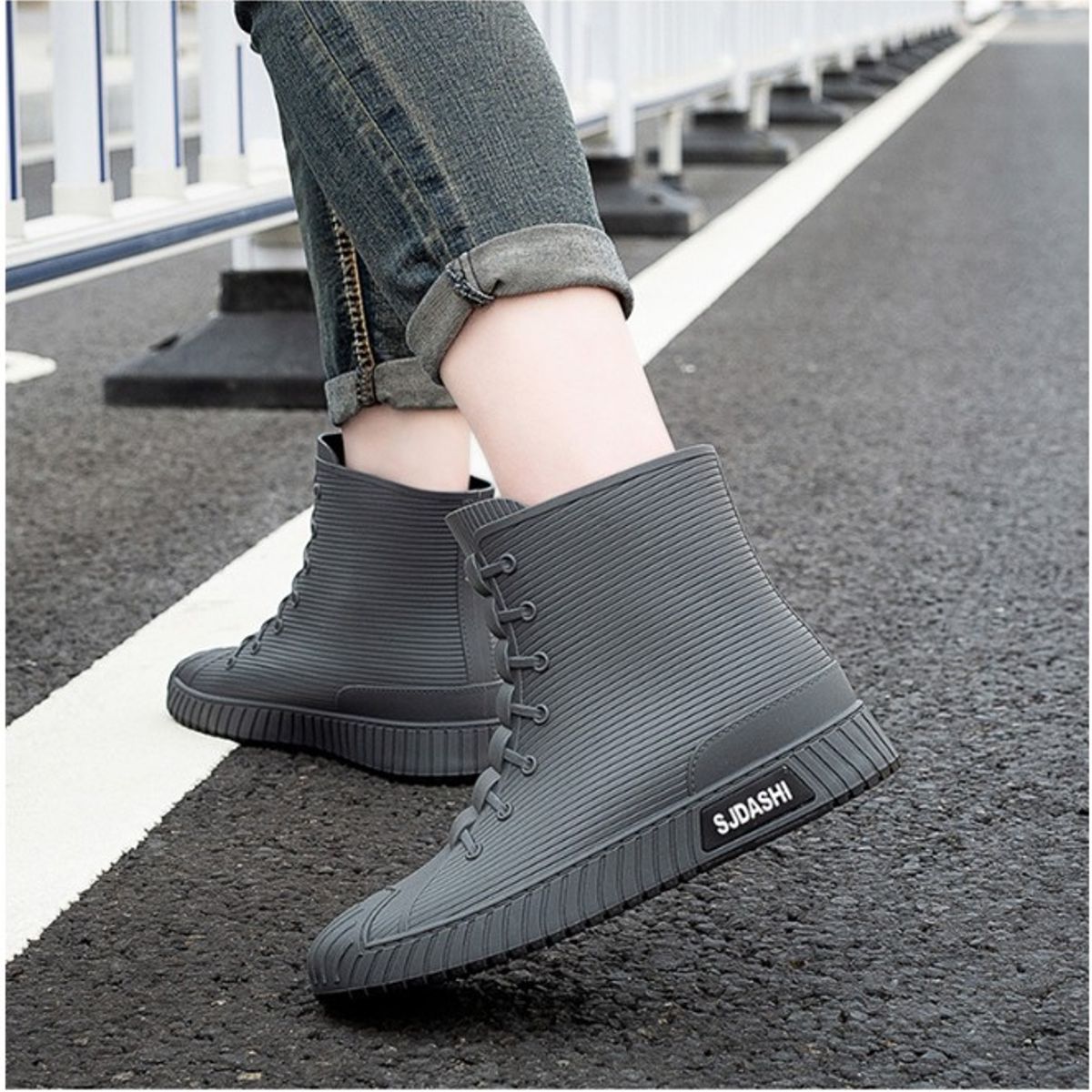 TIOZONEY - Botas de Agua Hombre-Gris